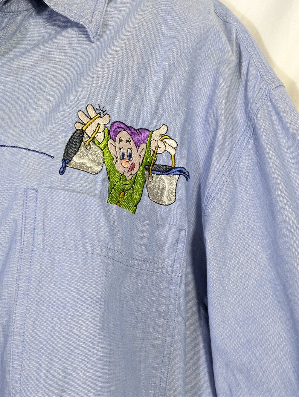 Vintage Disney Store Women's Seven Dwarfs Long Sleeve Button Down Blue Cotton L - Picture 5 of 10